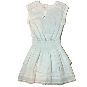 Heartloom HRTLM White Talia Cap Sleeve Elastic Waist Mini Dress Small